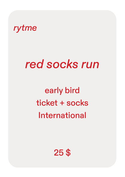 red socks run - Early Bird Ticket Internatonal + Socks