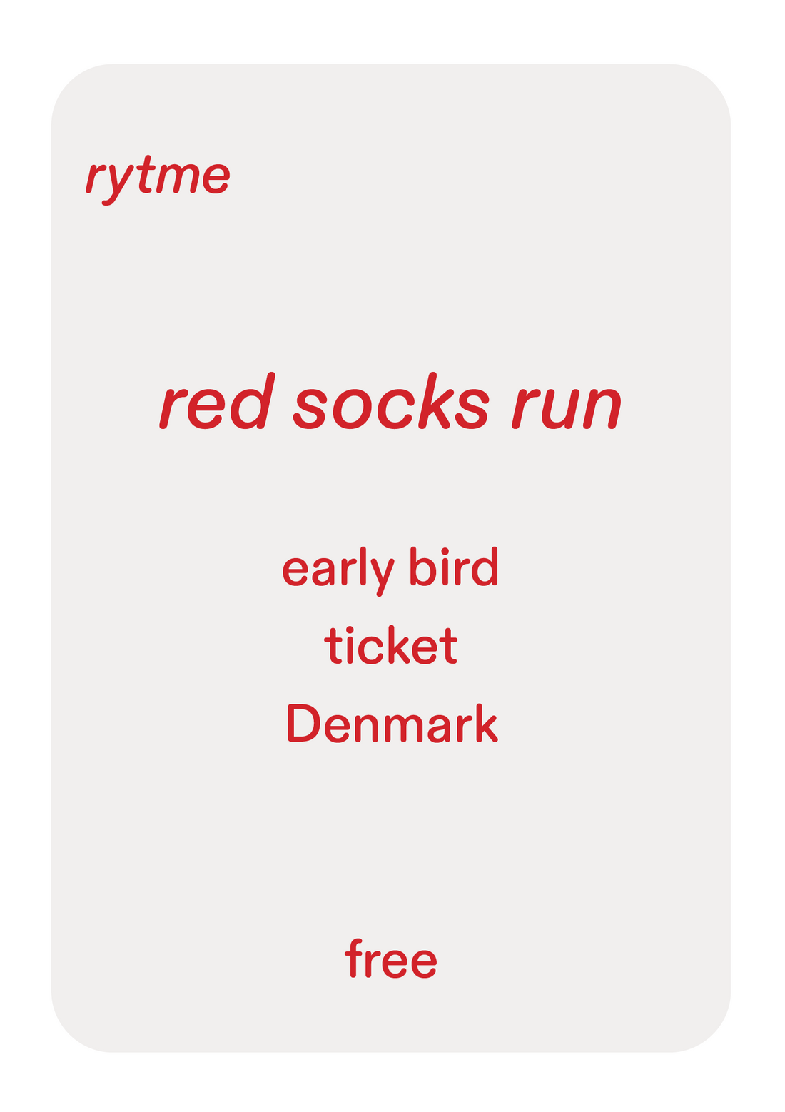 red socks run Early Bird Ticket Denmark
